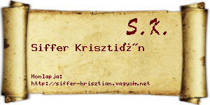 Siffer Krisztián névjegykártya